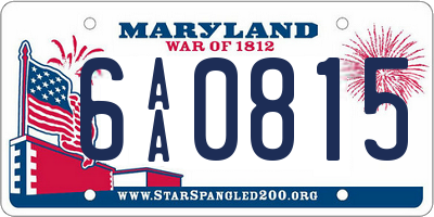 MD license plate 6AA0815