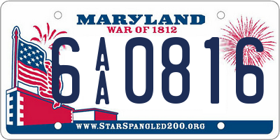 MD license plate 6AA0816