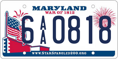 MD license plate 6AA0818