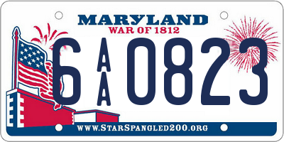 MD license plate 6AA0823