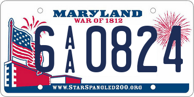 MD license plate 6AA0824