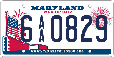 MD license plate 6AA0829
