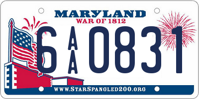 MD license plate 6AA0831