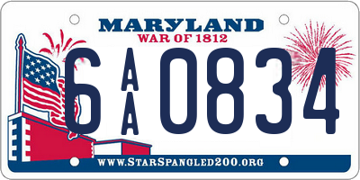 MD license plate 6AA0834