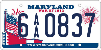 MD license plate 6AA0837