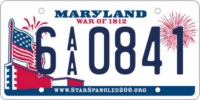 MD license plate 6AA0841