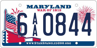 MD license plate 6AA0844