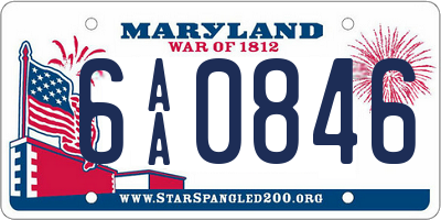 MD license plate 6AA0846