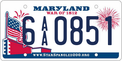 MD license plate 6AA0851