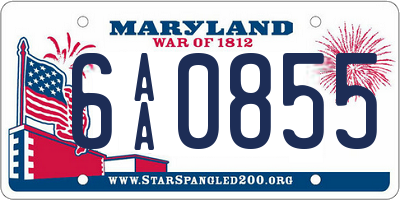 MD license plate 6AA0855