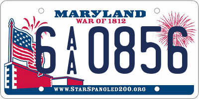 MD license plate 6AA0856