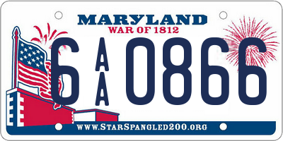 MD license plate 6AA0866
