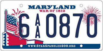 MD license plate 6AA0870