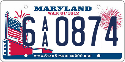 MD license plate 6AA0874