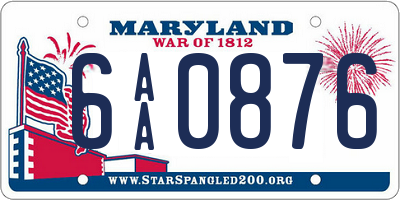 MD license plate 6AA0876