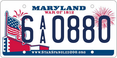 MD license plate 6AA0880