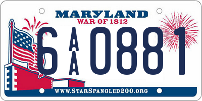 MD license plate 6AA0881