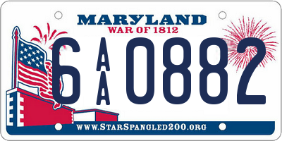 MD license plate 6AA0882