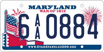 MD license plate 6AA0884