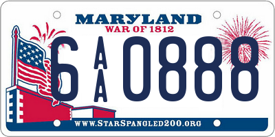 MD license plate 6AA0888