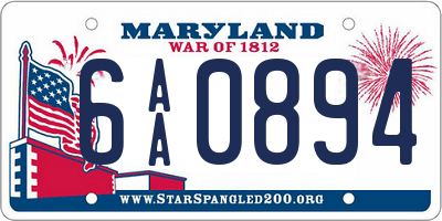 MD license plate 6AA0894