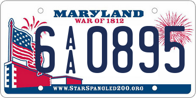 MD license plate 6AA0895