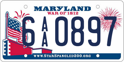 MD license plate 6AA0897