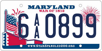 MD license plate 6AA0899