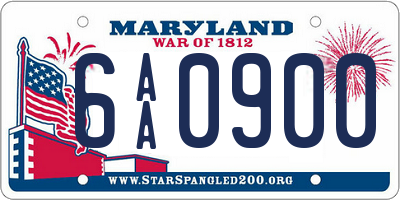 MD license plate 6AA0900