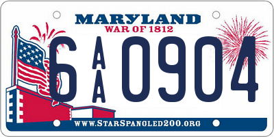 MD license plate 6AA0904