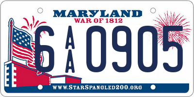 MD license plate 6AA0905