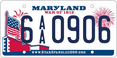 MD license plate 6AA0906