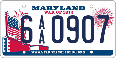 MD license plate 6AA0907