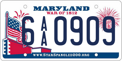 MD license plate 6AA0909