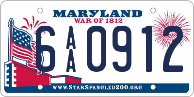 MD license plate 6AA0912