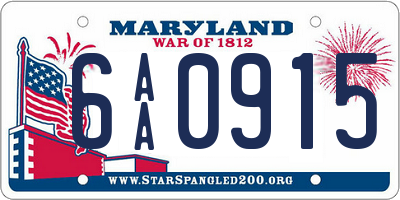 MD license plate 6AA0915