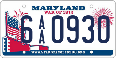 MD license plate 6AA0930