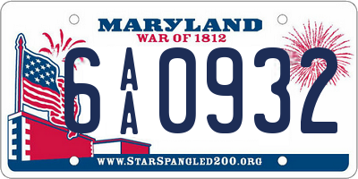 MD license plate 6AA0932