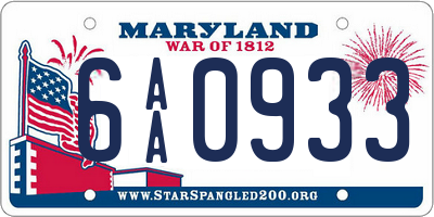 MD license plate 6AA0933