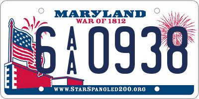MD license plate 6AA0938