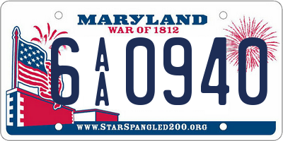 MD license plate 6AA0940