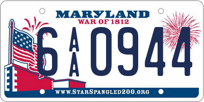 MD license plate 6AA0944