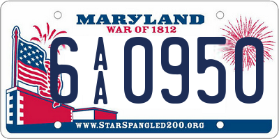 MD license plate 6AA0950