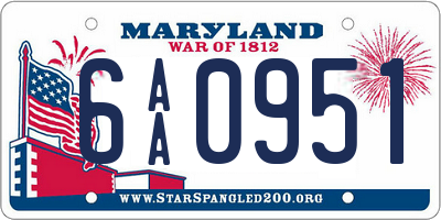 MD license plate 6AA0951