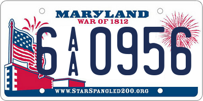 MD license plate 6AA0956