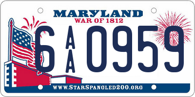 MD license plate 6AA0959