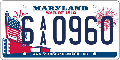 MD license plate 6AA0960