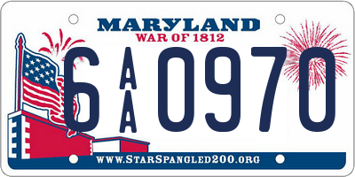 MD license plate 6AA0970
