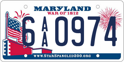 MD license plate 6AA0974