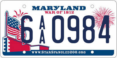 MD license plate 6AA0984